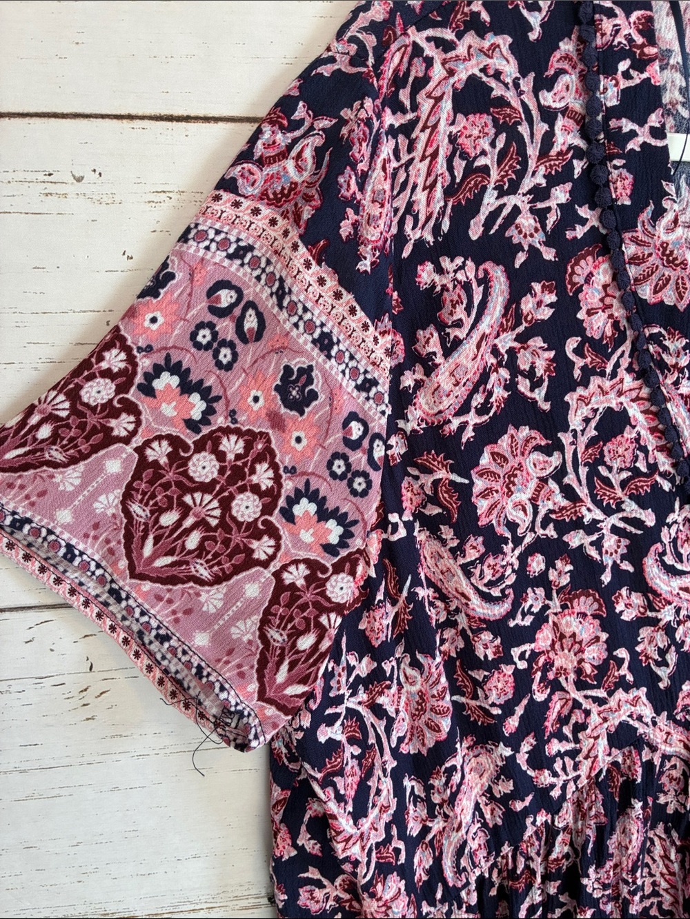 Knox Rose Navy & Pink Floral/Paisley Patterned V-Neck Dress, size XL, NWT - Picture 6 of 16